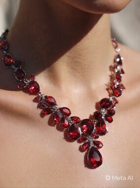 Radiant Red Crystal Necklace and Earring Set
